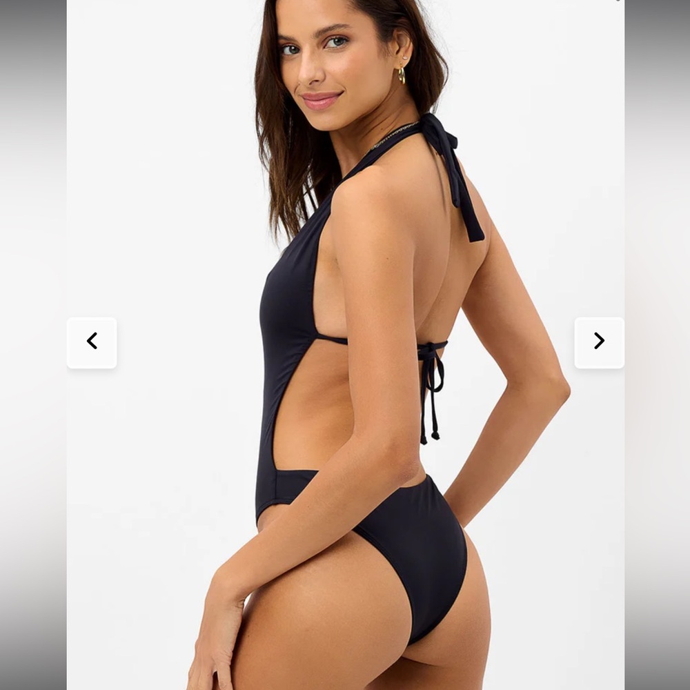 Frankie’s Bikini’s Black Open Back One-piece Swimsuit